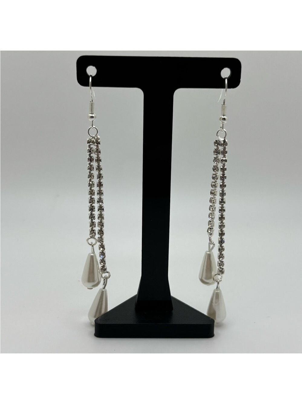 Elegant Silver and White Drop Earrings